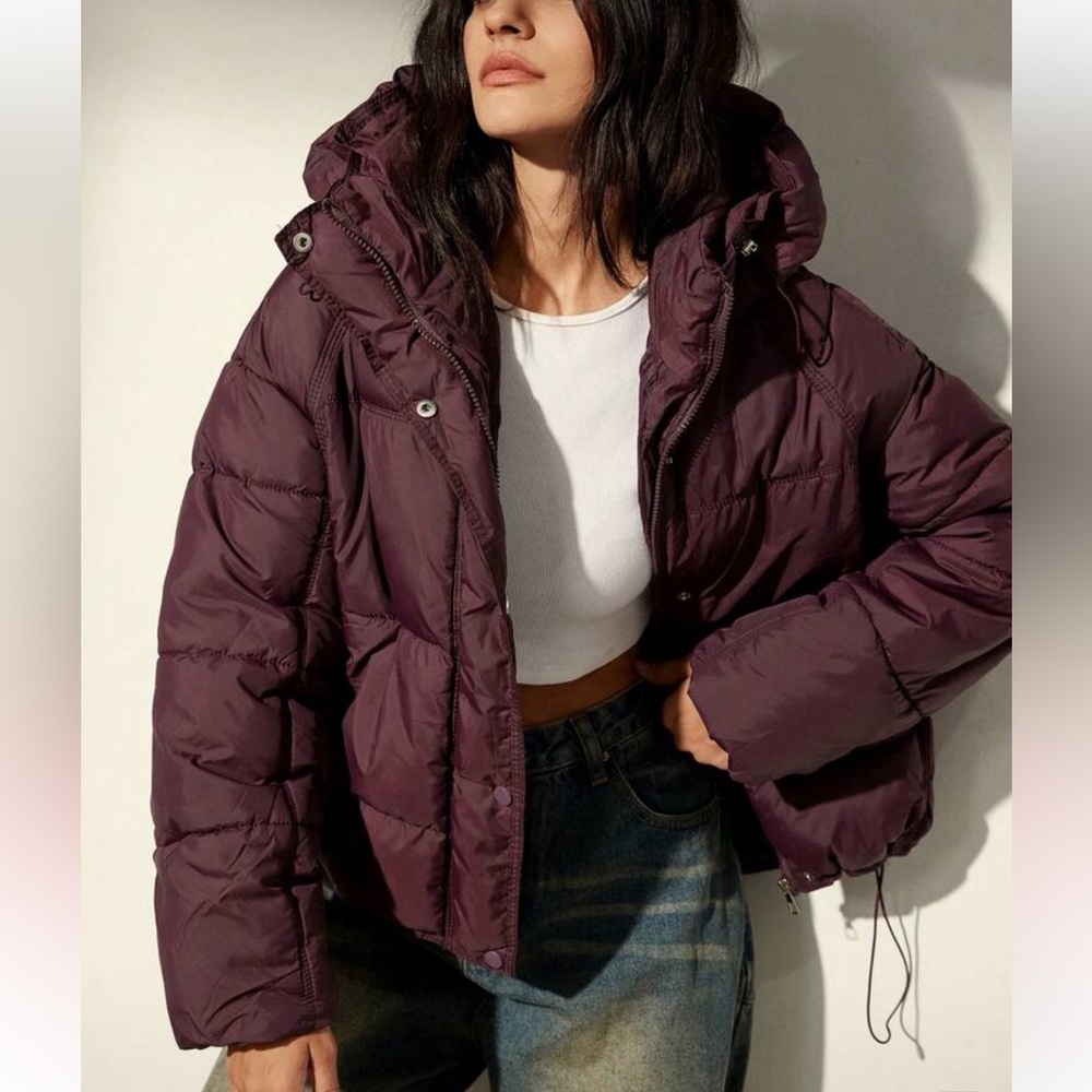 SHEIN Aveloria Modichic Puff Cotton Padded Plum Jacket Size Small